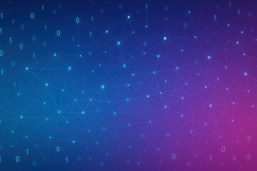 Aufkleber - Abstract Digital Network with Binary Code on a Gradient Background
