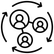 © sahila - Career Network - Outline Icon - Connected user icons in a circular flow, representing peer networking, collaboration, and career exchange