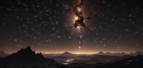 Wall Mural - Millions of stars blaze across inky blackness ,  deep,  midnight sky,  universe