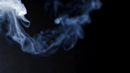 Poster - Wispy tendrils of white smoke gracefully undulating against a stark black backdrop, revealing delicate swirls and subtle textures with soft movements.
