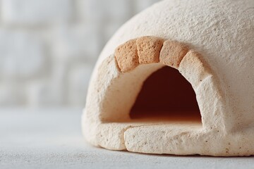 Poster - tandoor oven baking traditional bread pictured in minimalist style with ample copy space