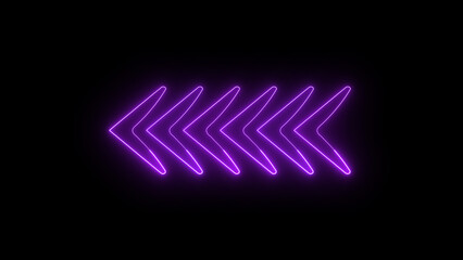 Poster - Glowing neon arrows pointing left against a black background illustrating direction navigation and digital interface design concepts