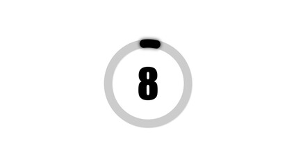 Fototapete - Simple timer countdown indicating the number eight with a black segment on a white background minimalistic design perfect for various applications