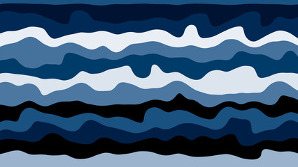 Poster - Abstract blue wavy layered background seamless pattern illustration for design projects and graphic resources