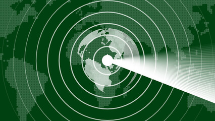 Fototapete - Abstract digital world concept showing radar scanning technology overlaid on a globe representing global communication and data transmission