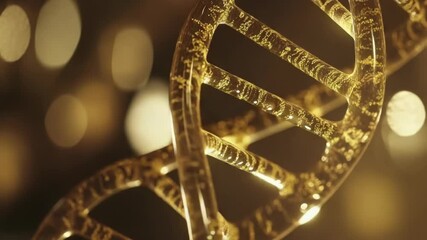 Poster - A microscopic view of a golden DNA double helix structure