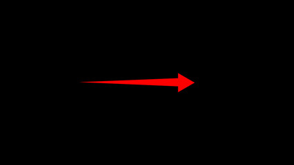 Poster - Bright red arrow pointing right isolated on black surface providing directional guidance or indicating navigation for websites and applications