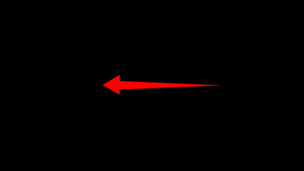 Poster - Red arrow pointing left on a black backdrop illustrating navigation direction and guidance ideal for web design or symbolism.