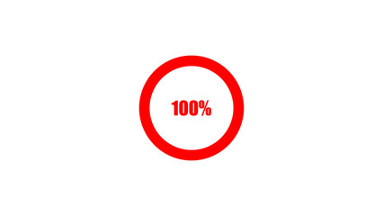 Poster - Red circle displaying one hundred percent signifying completion achievement success or fullness isolated on white background