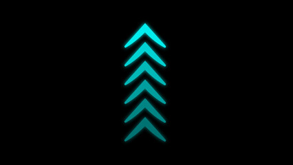 Poster - Glowing teal arrows pointing upward on black background representing movement progress or progress