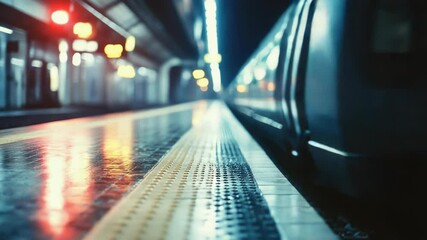 Aufkleber - Train moving along tracks under the cover of darkness