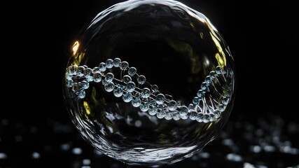Poster - A detailed view of a glass sphere containing a 3D DNA model, suitable for medical or scientific illustration