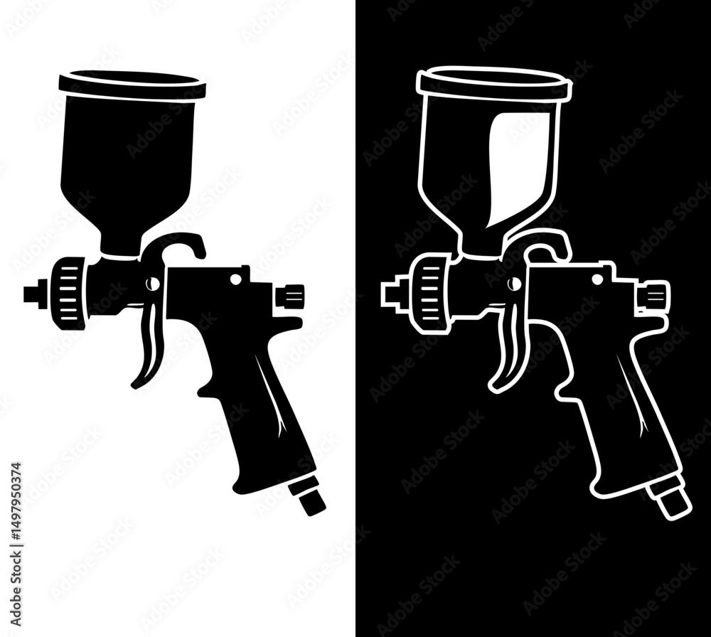 vector logo design illustration of a paint spray gun for automotive ...