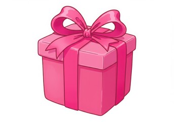 Wall Mural - Pink gift box with ribbon bow isolated on transparent background