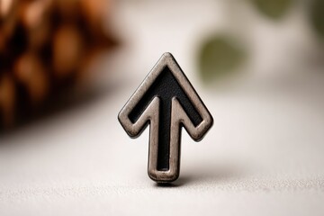 Poster - A macro shot showcasing an arrow pointing upwards, symbolizing progress and direction, with textures and soft background details enhancing its appeal.