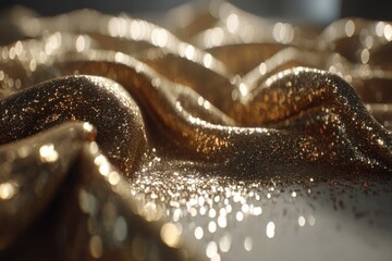Poster - an elegant golden fabric with sparkling sequins creating a luxurious, festive atmosphere, perfect fo
