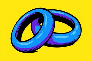 Poster - Colorful intertwined rings against a vibrant yellow background representing unity and celebration