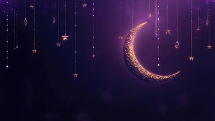 Poster - A crescent-shaped decorative piece adorned with multiple star-shaped hangings, suitable for home decor or event decorations