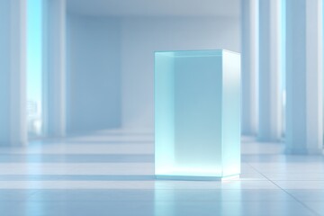 Poster - showcase elegant clear glass podium in minimalistic setting emphasizing unencumbered environment