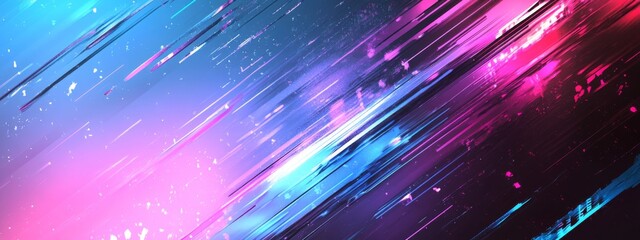 Aufkleber - Mixed arctic and cyberpunk-inspired abstract design in icy blue, neon magenta, and silver chrome, with glowing grunge textures and glitch-style brush effects