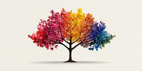 Aufkleber - Artistic representation of family trees branching out, showcasing inherited traits with vibrant colors, placed on a simple, neutral background