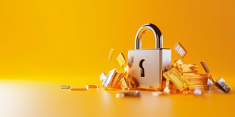 Aufkleber - Visual representation of data encryption with a padlock, scattered encrypted files, user authentication keys, and data integrity indicators, set against a minimalist neut