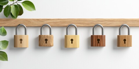 Leinwandbilder - Data encryption shielded by digital locks and binary code, symbolizing secure communication and network protection, with a neutral backdrop