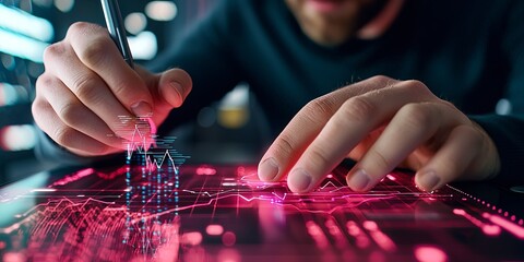 Aufkleber - a digital signature being created on a touchscreen, with financial charts and an encrypted communication graphic subtly incorporated