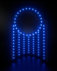 Wall Mural - Blue Ring Light Portal Stage 3D Render