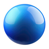 A shiny blue sphere with a gradient of light and dark blues against a black background in a close up view