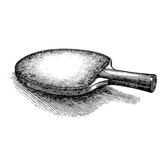 Wall Mural - ping pong racket table tennis paddle black and white outline line art drawing vintage engraved isola