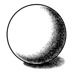 Wall Mural - single ping pong ball black and white outline line art drawing with shading and cast shadow isolated