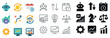 © Svitlana - Business strategy and technology icon collection: silhouette, linear, and flat designs