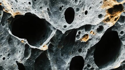 Aufkleber - A close-up shot of a rock with holes drilled into its surface