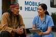 © EmmaStock - Mobile health initiative healthcare access for indigenous communities outdoor setting health awareness candid interaction
