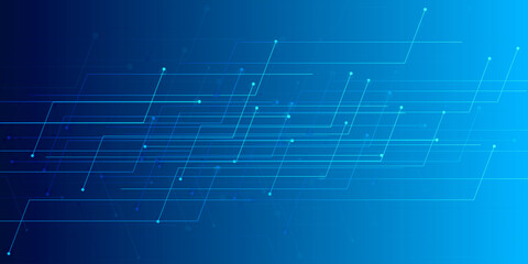 Aufkleber - Dynamic lines data network connection. Science technology cyber blue abstract background.
