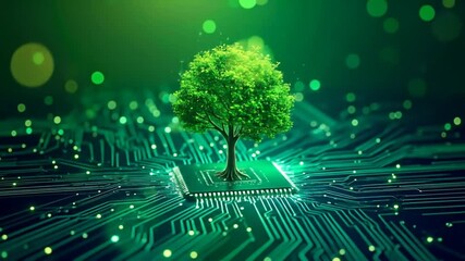 Poster - Green Tree Growing On Circuit Board