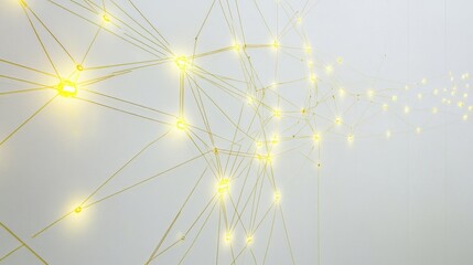 Poster - Illuminating lines of yellow glow on a pristine white canvas abstract art digital space minimalist environment creative perspective