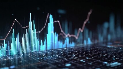 Poster - Visualizing Data: A mesmerizing display of fluctuating charts and graphs, symbolizing growth, analysis, and data-driven insights within a technology-driven environment.