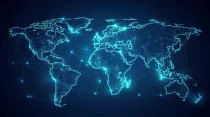 Poster - Exploring the digital world map with glowing lines global perspective graphic visualization modern environment futuristic concept