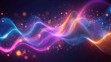  - Dynamic data streams flowing through digital cyberspace virtual environment abstract visualization