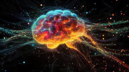 Poster - exploring neural connections digital realm futuristic art virtual universe abstract perspective mind