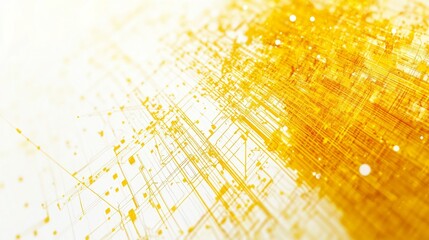 Poster - Innovative futuristic yellow tech pattern digital art studio graphic design bright white background aesthetic perspective modern technology concept