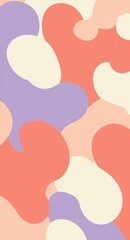Poster - Abstract curvy shapes in a fluid pattern. Modern organic background with soft purple, peach, and coral tones. Wall art for home decor or graphic design.