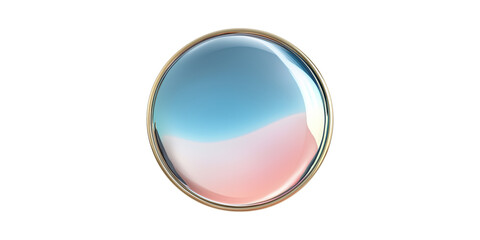 Poster - Colorful Gradient Glass Sphere With Gold Rim. Abstract Art And Design Element Isolated On Transparent Background