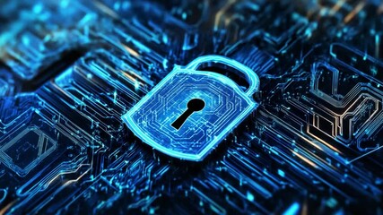 Poster - Cybersecurity: Digital Lock on Circuit Board