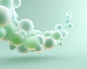 Fototapete - Molecular ring structure positioned bottom left on soft pale green gradient with wide empty margins,