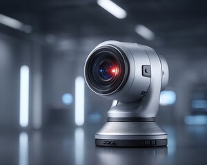 Fototapete - Realistic photo of thermal imaging scanner on a rotating base, captured in high contrast light with lab wall background,