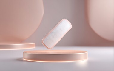 Fototapete - Smart medical patch placed in bottom-right corner on pale gradient backdrop with modern open spacing,
