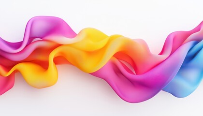 Poster - Abstract Gradient Pattern With Curved Graphic Rainbow Gradient Shapes And Flowing Swirl Ribbons, Creating A Full And Wavy Design.